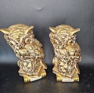 Vintage porcelain gilt owl‎ figurines